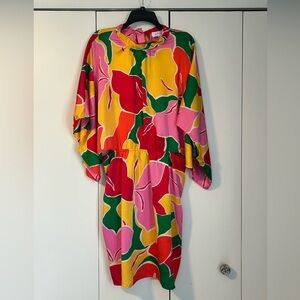 Bright Multicolor Floral Print Women’s Dress